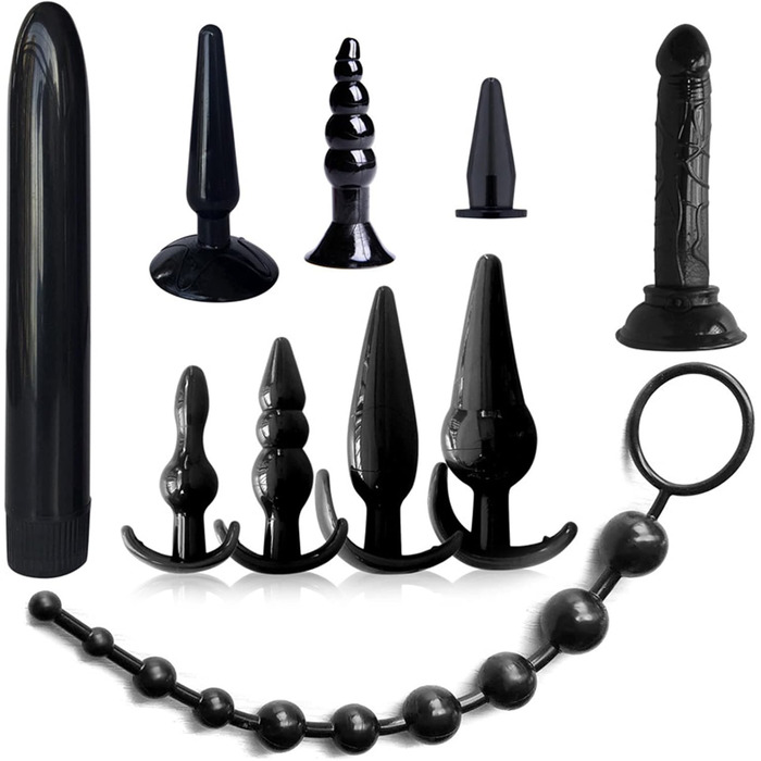 Набір для БДСМ: 26 предметів - наручники, аналплаг, кільце для пеніса, чік, прищіпки для сосків, маска для очей, плеть, заглушка. Ідеальний набір для сексуальних ігор та зв'язування.
