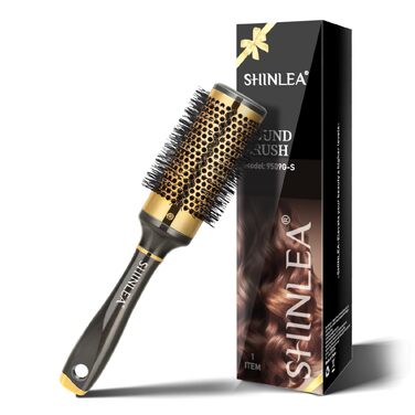 Професійна кругла щітка для волосся SHINLEA 43 мм — алюмінієва брашинг-щітка з нейлоновими щетинками для укладки, завивки та випрямлення волосся (золота)