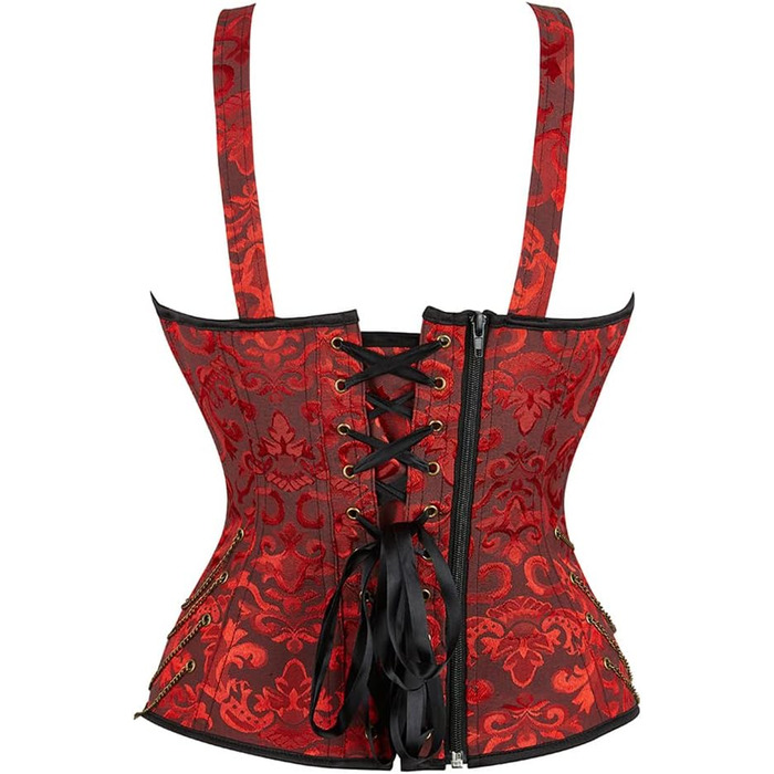 Жіночий топ-корсет Grebrafan у готичному стилі з бретелями, чорний та червоний, розмір 38-40
