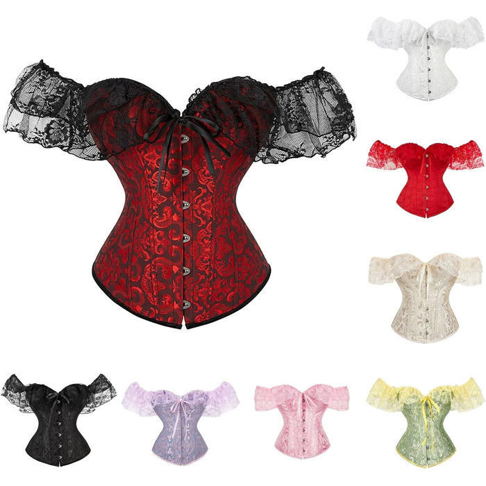 Корегуюча топ-корсет з мереживом для повних грудей. Червоний, з шнуруванням спереду, мереживний, готичний, сатиновий, з кісточками, повний, для тілу, великі розміри, XS