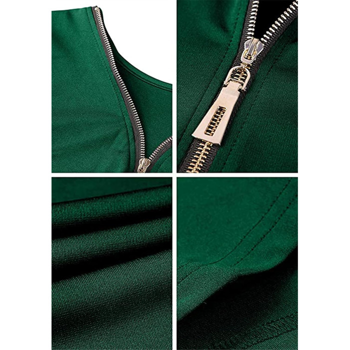 OMZIN: жіноче облягаюче міні-плаття з глибоким вирізом та блискавкою, темно-зелене (XL)