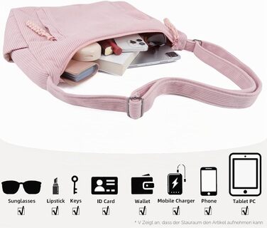 Жіноча сумка-шопер через плече Cord Tote Bag, велика сумка-хобо для роботи та навчання, вельветова сумка з регульованим ременем (рожева, універсальний розмір)