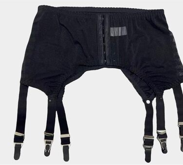 Пояс-тримач для панчіх для жінок з високою талією, сітчатий пояс-тримач з 6 металевими затискачами, регульовані ремінці для панчіх до стегон L-XL, чорний