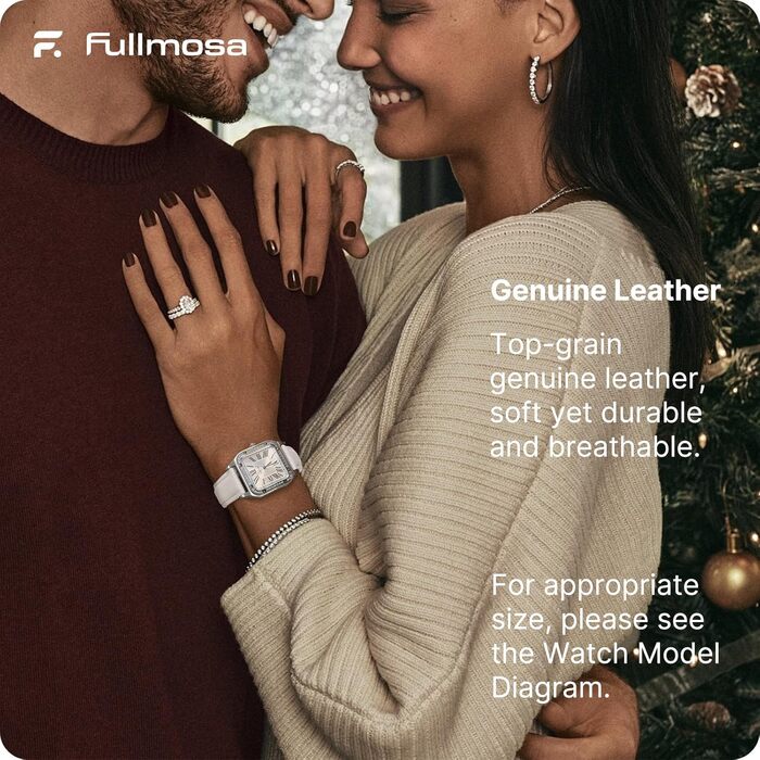 Шкіряний ремінець Fullmosa 18мм для Garmin Vivoactive 6/5/4, Venu SQ та Samsung Galaxy Watch 7/6/5/4 FE, Classic, Pro (Білий, срібляна застібка)