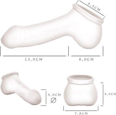 Штучний презерватив для пеніса TOYLIE Adam, чорний, довжина 13 см - з мішком для яєчок та вираженою головкою, Made in Germany