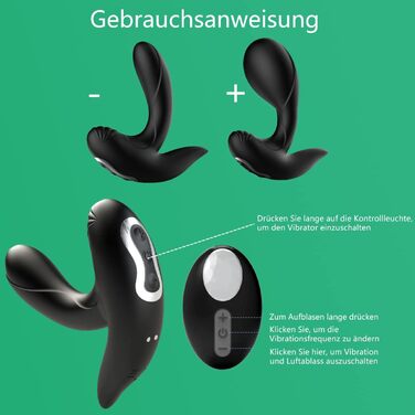 Надувний анальний плагін ZWFUN з вібрацією та пультом дистанційного керування для чоловіків