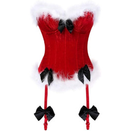 Корсет бюстгальтер YUHOOE з блискавкою та пір'ям, святковий костюм Санти для жінок, 4XL, червоний