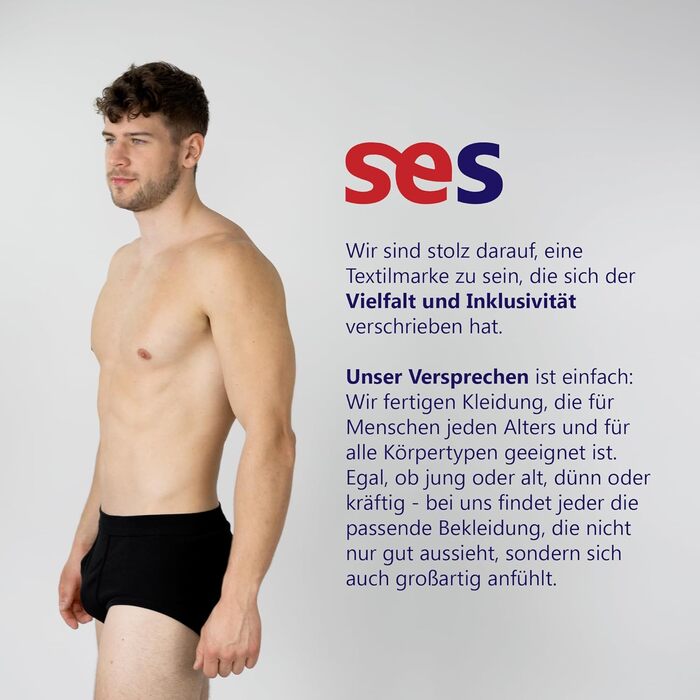 Чоловічі труси SES Feinripp, 5 шт. в упаковці, бавовна 100%, для чоловіків, м'який пояс, білі (M, чорні)
