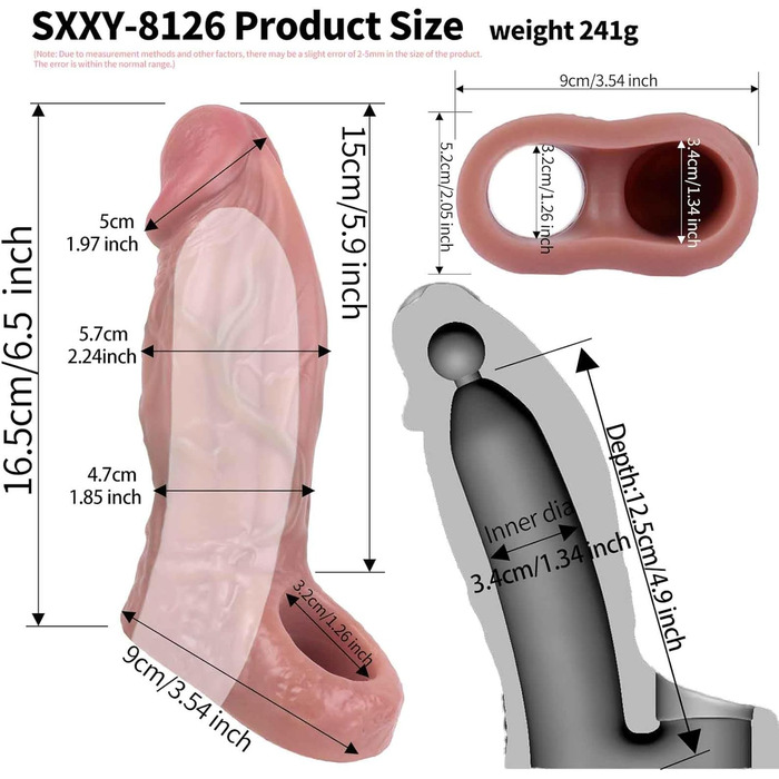 Мастурбатор для чоловіків, портативний, з повним покриттям, подовжувач пеніса, реалістична гума, кільце для пеніса, подовжує та збільшує