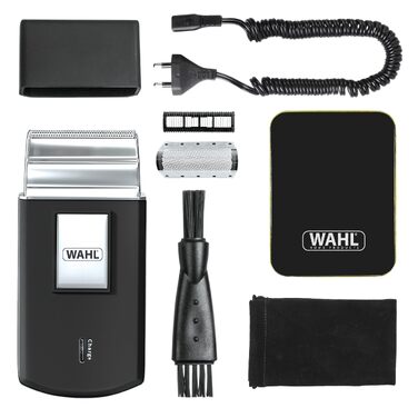 Електробритва Wahl Travel Shaver Gold Edition — бездротовий акумуляторний тример для чоловіків, компактна дорожня бритва для обличчя та бороди, срібляста