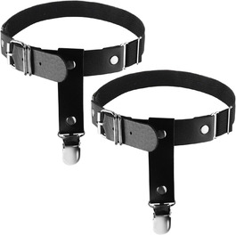 Чорні мереживні напульчники для ніг з кліпсами Beautyflier, PU-шкіра, еластичні, готичний стиль, універсальний розмір