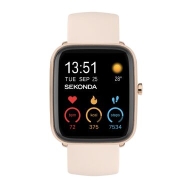 Смарт-годинник Sekonda Motion Plus 36 мм з рожевим силіконовим ремінцем, колір рожеве золото, 30224