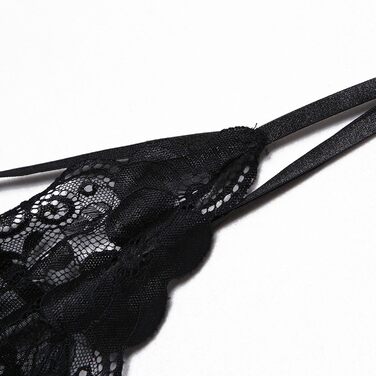 Бодір-костюми UIVHLW: прозорий чорний мереживний комплект з V-подібним вирізом, вирізаний крій, великі розміри (XXL)