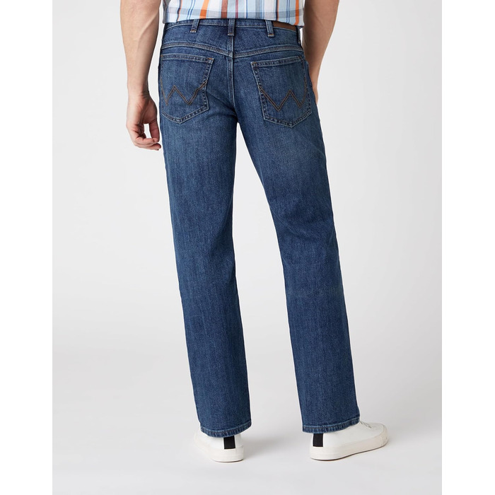 Чоловічі джинси Wrangler Straight Regular Fit середньої посадки, темно-сині (Blau Schwarz), розмір 34W/32L