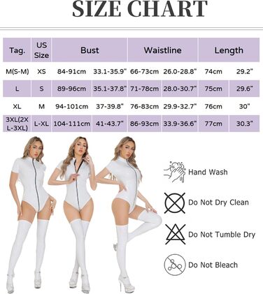 Корсет-топ FEOYA з екошкіри, боді з короткими рукавами, обтислий, на молнії, для клубу, вечірки, сцени, косплею, карнавалу, S-3XL (Білий, S-M)