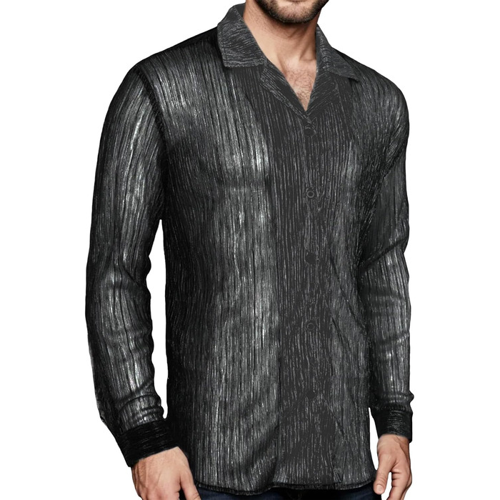 Чоловіча прозора футболка Panegy з мереживом та сіткою, чорна (M)