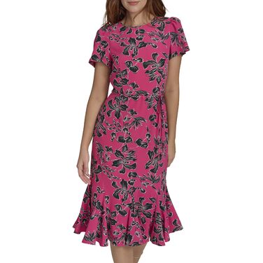 Сукня міді Tommy Hilfiger жіноча, рожева, з плісе, поясом, 36 розмір