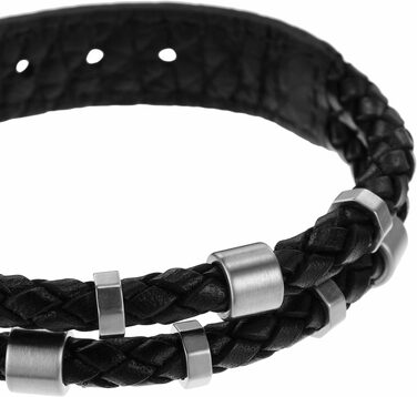 Чоловічий шкіряний браслет Fossil Casual Texture з магнітною застібкою або замком, колір: насичений чорний