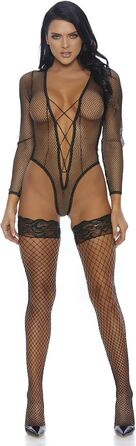 Чоловічий тедді з довгим рукавом Forplay Caught Being Naughty, чорний, XL. Еротичний костюм для жінок