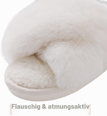 Жіночі плюшеві капці Evshine з ефектом пам'яті (Memory Foam), відкриті пальці, білі, розмір 40/41 EU