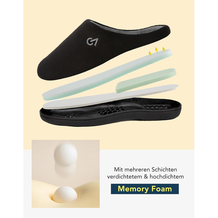 Чоловічі двоколірні домашні капці VeraCosy з ефектом пам'яті Memory Foam, розмір 46/47 EU, колір чорно-сірий
