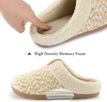 Жіночі теплі капці ULTRAIDEAS з плюшу та піною з пам'яттю (Memory Foam), м'які домашні та вуличні тапочки, бежеві, розмір 39 EU