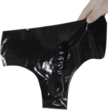 Латексні труси ALMYMM для чоловіків з захистом для статевого члена, облягаючі, екзотичні шорти, BDSM спідня білизна, фетиш, косплей, чорний, універсальний розмір XL