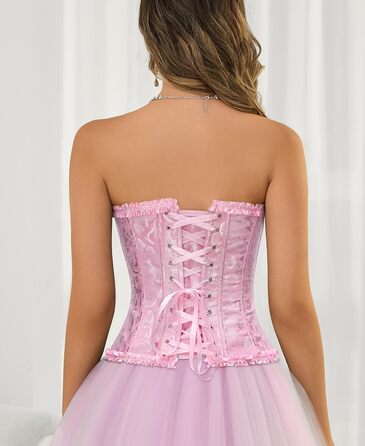 Корсет-бра XZQTIVE для жінок, готичний корсет з мереживом, рожевий (S)