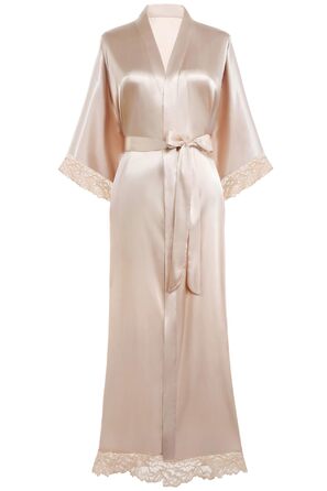 Халат BABEYOND з атласу, довгий, шовковистий, з мереживом, для наречених та гостей весілля, легкий, універсальний розмір, великі розміри, колір шампань