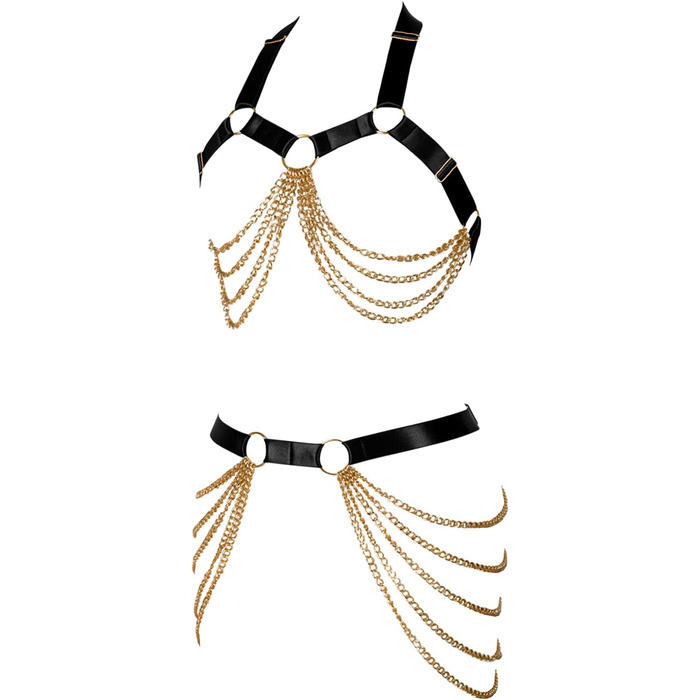 Ланцюжок на тіло BANSSGOTH для жінок: повний каркас, регульований, великі розміри, стрічки, готичний стиль, еластична тканина, на Хелловін, рейв, чорний