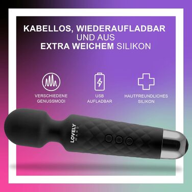 Вібратор для жінок Lovely Wand - бездротовий, водонепроникний, 20 режимів вібрації, акумуляторний