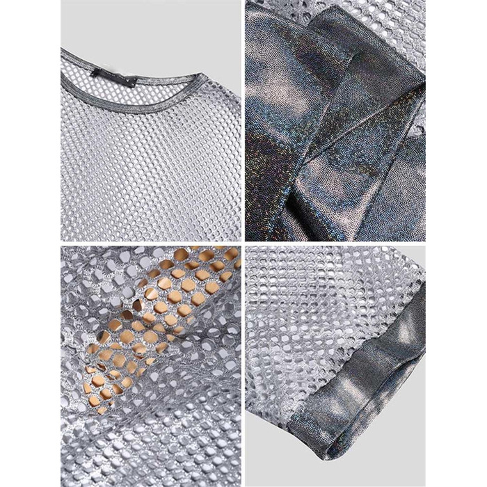 Чоловіча футболка Deepsko з сітчастою вставкою, прозора, короткий рукав, сексуальний кроп-топ