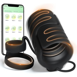 Електричний мастурбатор для чоловіків з 9 вібраційних режимів та керуванням через додаток, стимулятор головки, чорний