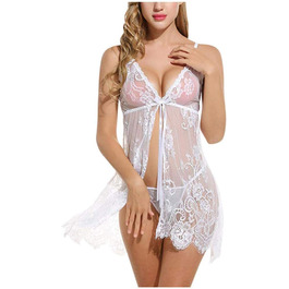 Сексуальна спідня білизна з бретелями QQQQC Dessous для жінок, набір G-String, нічна сорочка, білизна, нічна сукня, білий колір, розмір M