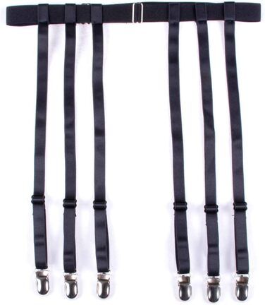 Чорний ремінь на стегнах Aneliya Simplicity з металевими кліпсами для панчіх (6 ремінців)