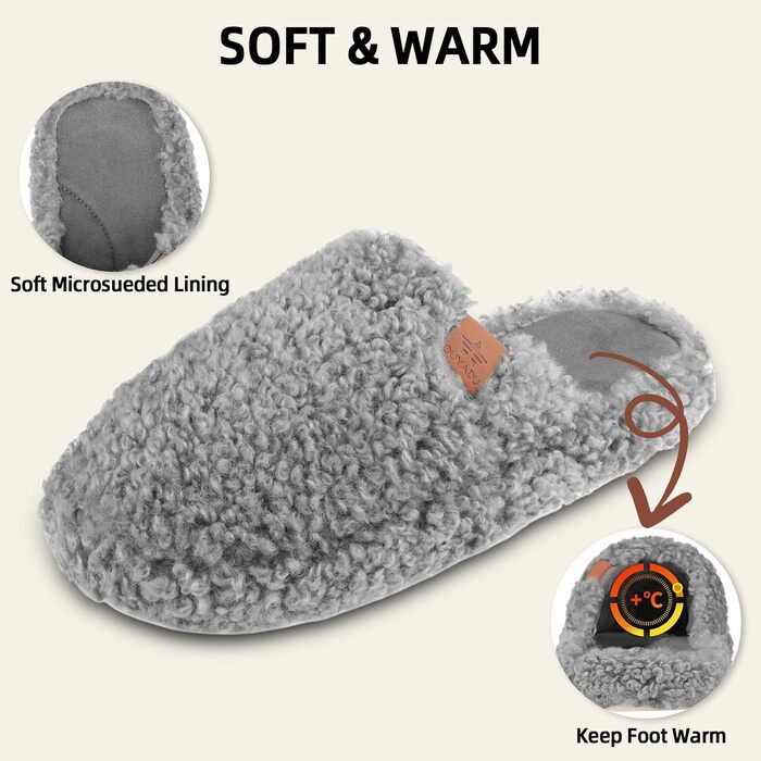 Жіночі м'які капці з ефектом пам'яті (Memory Foam), плюшеві домашні тапочки для жінок, сірі, розмір 36/37 EU