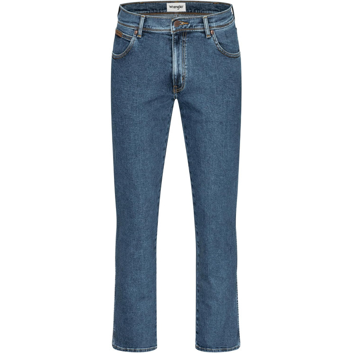 Чоловічі стрейч-джинси Wrangler Texas Regular Fit Authentic Straight (Stonewash) з коричневим ременем, розмір 50W / 32L