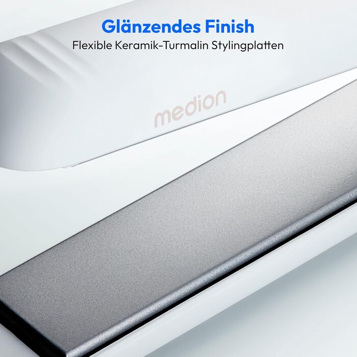 Випрямляч для волосся MEDION HS1 з дисплеєм, 5 рівнів температури (165-210°C) та силіконовим чохлом, білий