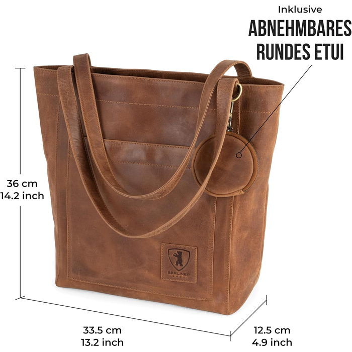 Жіноча шкіряна сумка-шопер Berliner Bags Vintage Seville, сумка з ручками в кольорі Camel