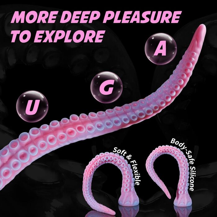 Силіконовий дилдо-октопус Alla Platinum 65см з підсвічуванням (рожевий) з присосками для жінок та чоловіків, іграшка для анального сексу, Cthulhu