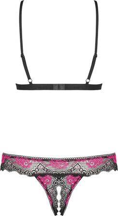 Бюстгальтер-сет Obsessive для жінок: квітковий принт, чорний/рожевий, S-XL, дорослі, комплект спідньої білизни