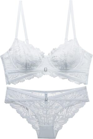 Жіноча сексуальна білизна: комплект бюстгальтера та трусиків з мереживом, push-up, регульовані бретельки, babydoll, білизна для свята, подарунок на День святого Валентина (білий, 70)