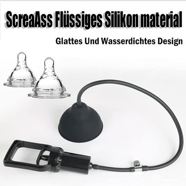 Набір для збільшення грудей ScreaAss 2Er Set: масажер грудей, вакуумна помпа, вібратор, стимулятор клітора, 2 шт. Чорний