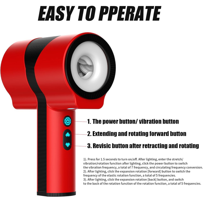 Електричний масажер для чоловіків TDLPlus з 7 режимами вібрації та телескопічним ротаційним механізмом