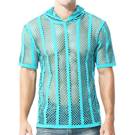 Чоловіча сітчаста сорочка з довгим рукавом, прозора, для вечірок та клубів