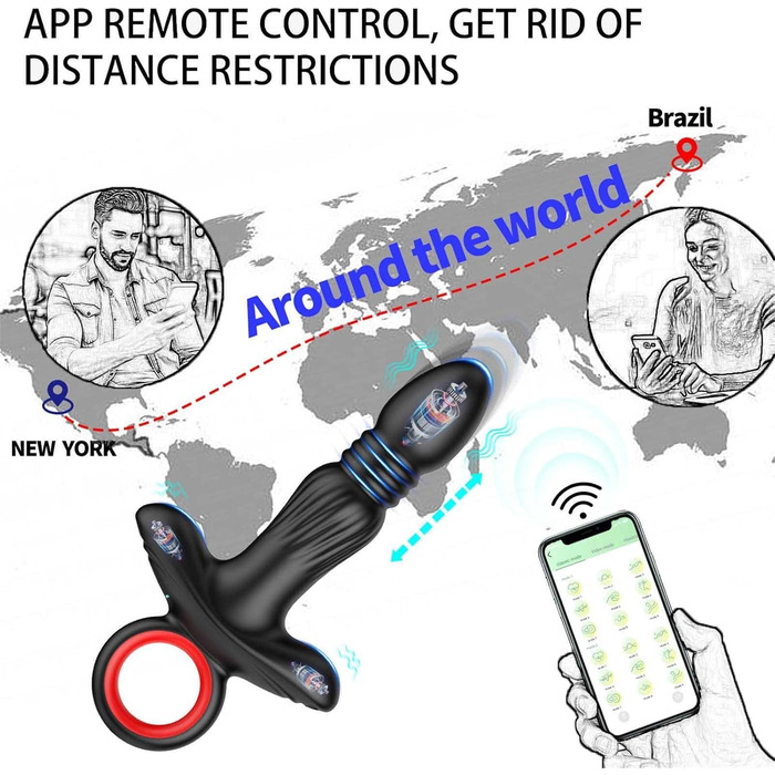 Вібратор для чоловіків та жінок Analplug з пультом керування, 9 режимів, чорний. Інтимні іграшки для дорослих