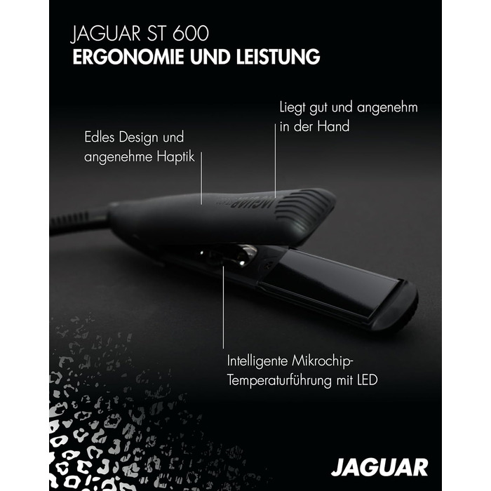 Професійний випрямляч для волосся JAGUAR ST600 Black з регулюванням температури та закругленими пластинами для гладкого волосся та локонів, чорний