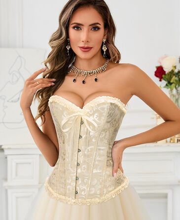 Жіночий корсет-бюстгальтер XZQTIVE з мереживом, з кісточками, готичний корсаж, бюстгальтер, топ XS, абрикосовий колір