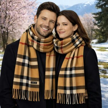 Унісекс шарф у клітинку KARMA.DIEM London Style, м'який зимовий шарф Classic Brown Plaid, 35x170 см