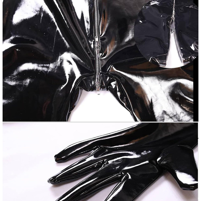 Латексний комбінезон для жінок: чорний, сексуальний, на блискавці, для клубів та сцен, XL